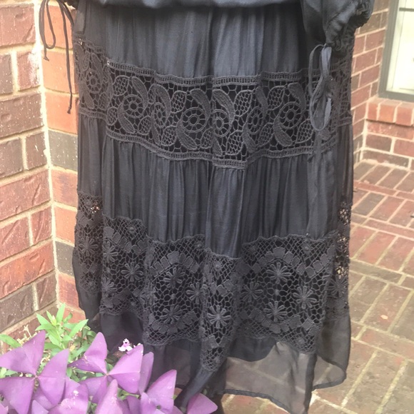 Silk peasant dress with polyester matching slip. - Picture 3 of 11
